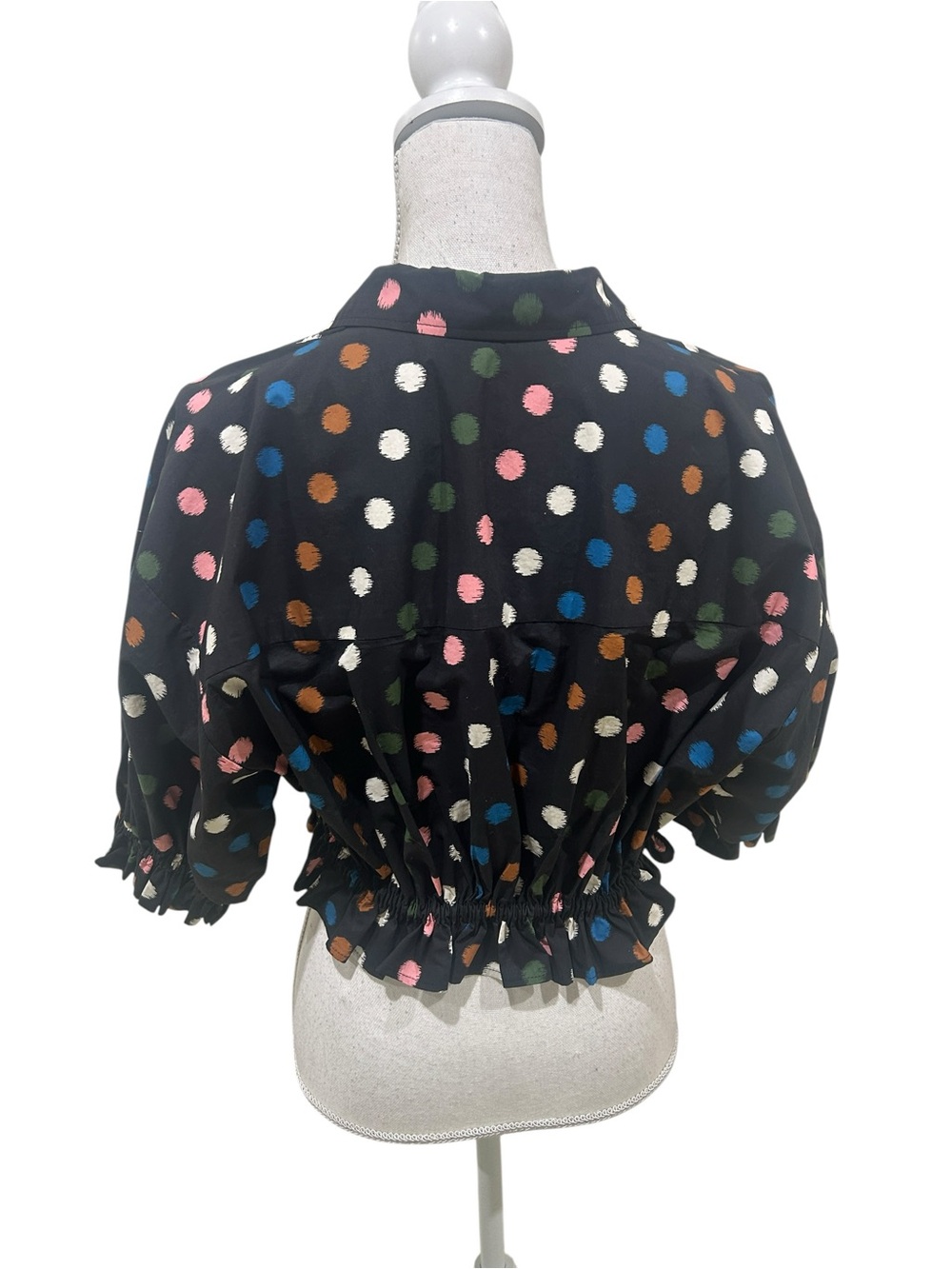 Carolina Herrera Black Button-Down Polka Dot Crop Top size 4 - Picture 11 of 14